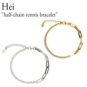 ヘイ ブレスレット Hei half-chain tennis bracelet ハーフチェーン テニス ブレスレット GOLD ゴールド WHITE ホワイト 韓国アクセサリー 1212318 ACC｜drescco
