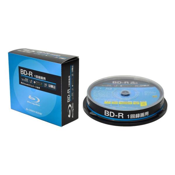 BD-R 1回録画用 25GB 1〜4倍速 10枚入りスリムケース グリーンハウス GH-BDR25...