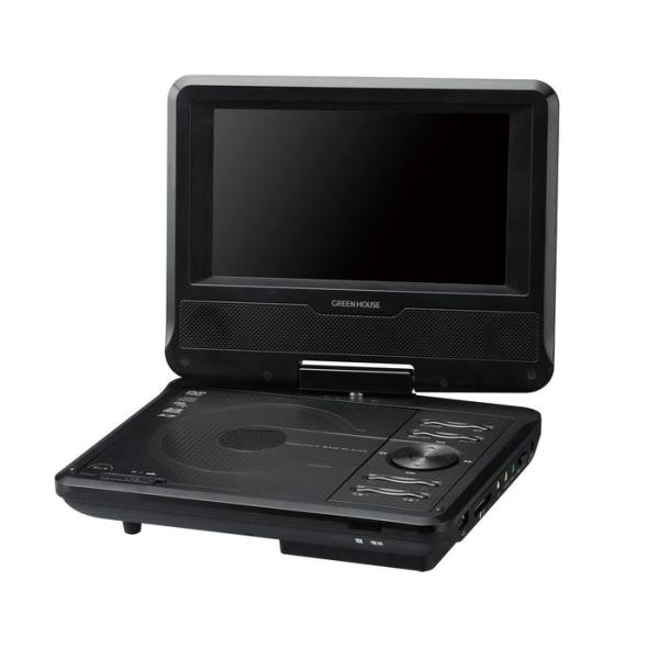 7型ワイド ポータブルDVDプレーヤー 単3形乾電池対応 ブラック グリーンハウス GH-PDV7L...