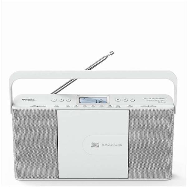デュアルアラーム機能搭載 スリムCDクロックラジオ 縦型 ホワイト WINTECH CDC-810(...