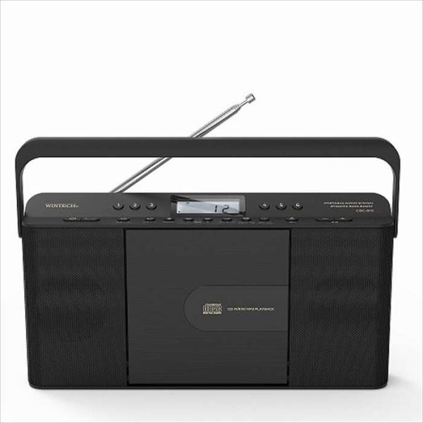 デュアルアラーム機能搭載 スリムCDクロックラジオ 縦型 ブラック WINTECH CDC-810(...