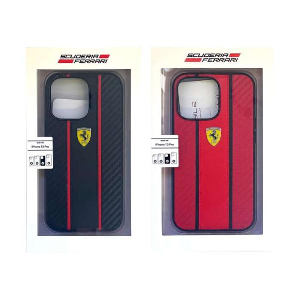 FERRARI 公式 iPhone13 Pro 6.1インチ 3眼 PUカーボン 背面ケース エアー...