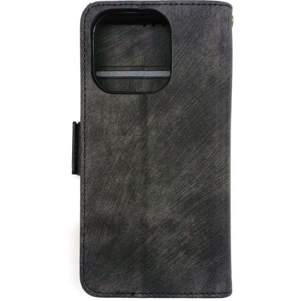 即日出荷 iPhone15 Pro用 ジップポケット付き手帳型ケース ブラック エアージェイ AC-...