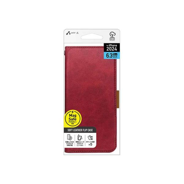 iPhone16 Pro用 MagSafe充電対応 手帳型ケース RD  エアージェイ AC-P24...