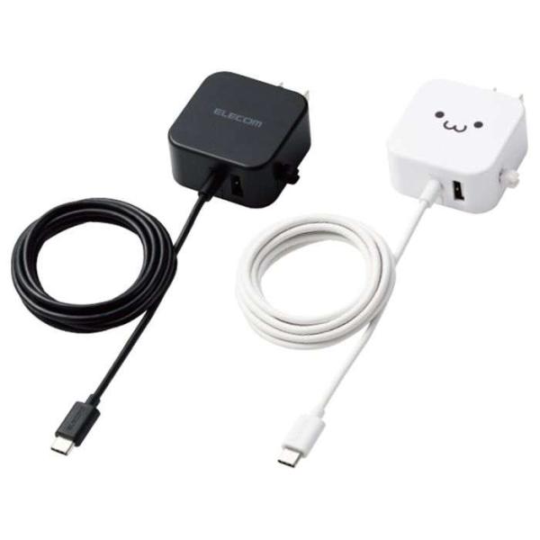 即日出荷 代引不可 AC充電器 2.4A 12W USB Type-Cケーブル一体型＋USB Aポー...