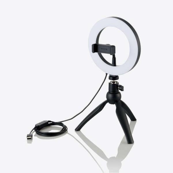即日出荷 代引不可 LEDリングライト 直径16cm ミニ三脚スタンド付 360度ボールジョイント ...
