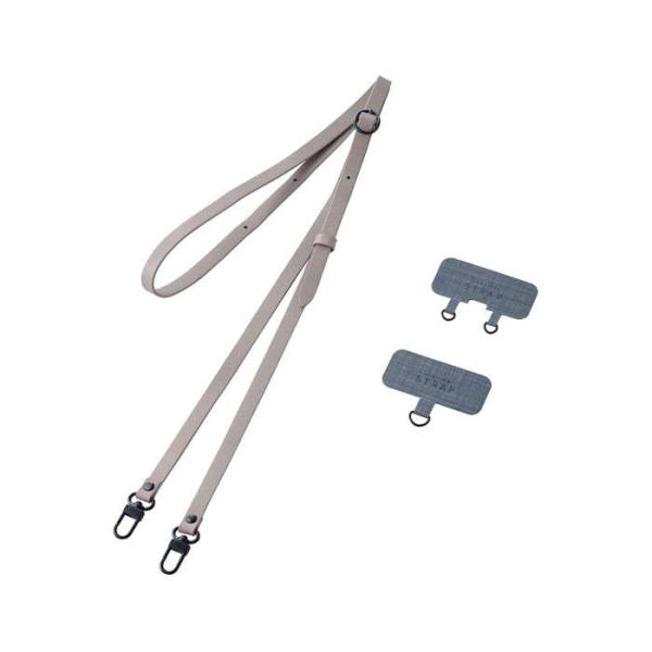 即日出荷 代引不可 スマホ ショルダー ストラップ 約53〜65cm グレージュ ソフトレザータイプ...