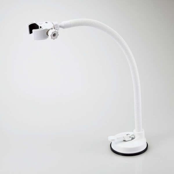 即日出荷 代引不可 ドライヤースタンド ハンズフリー レバー式吸着固定 ドライヤーホルダー ホワイト...