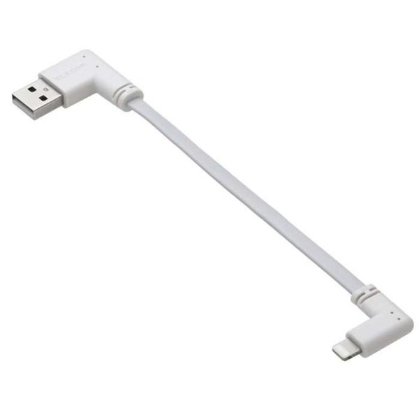 代引不可 USB-A to Lightningケーブル フラット L字 0.1m ホワイト エレコム...