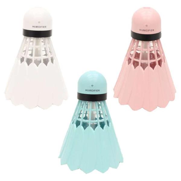 加湿器 バドミントンのシャトル型 ミニ コンパクト 羽根型 LEDランプ付 ヒロコーポレーション P...