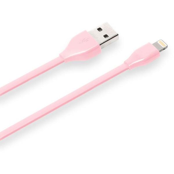 MFI LightningコネクタUSBフラットケーブル 0.5mピンク PGA PG-MFILGF...