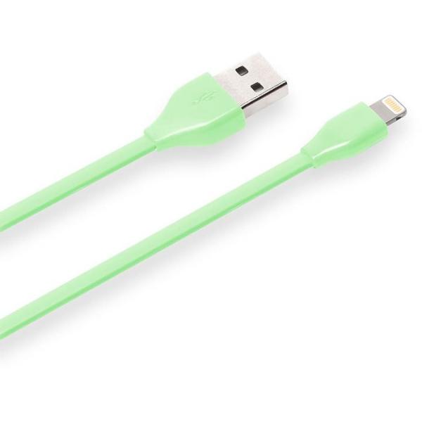 MFI LightningコネクタUSBフラットケーブル 0.5mグリーン PGA PG-MFILG...