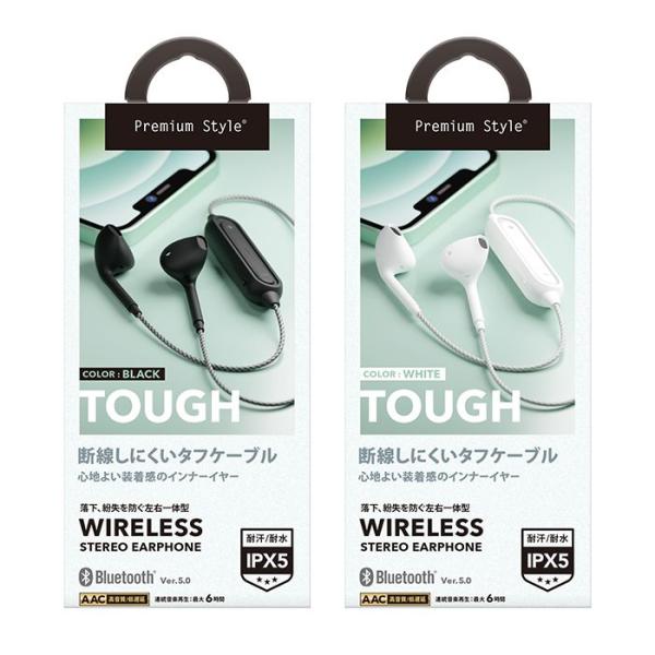 Bluetooth 5.0搭載 ワイヤレス ステレオイヤホン タフケーブル インナーイヤー型 PGA...