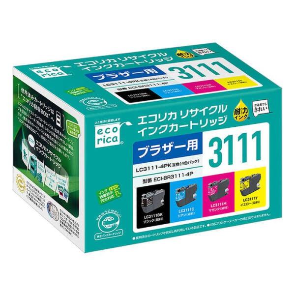 あすつく 代引不可 ブラザー LC3111-4PK互換 4色 リサイクルインク エコリカ ECI-B...