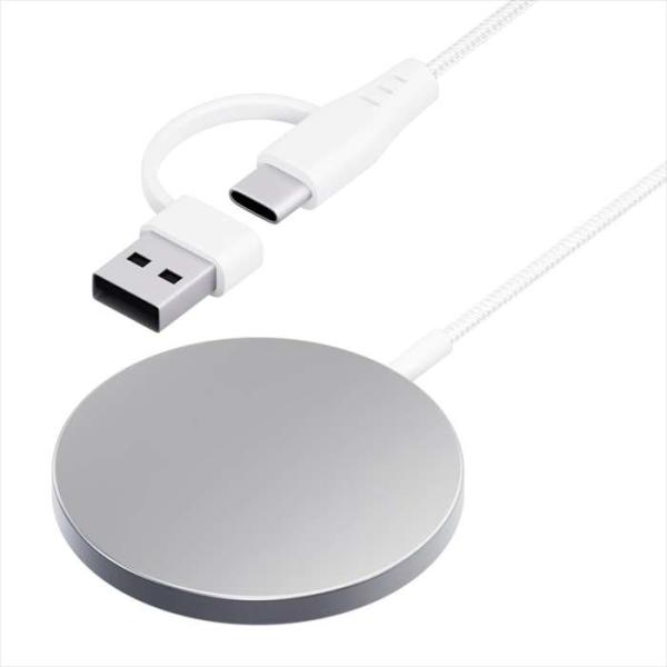 マグネット式 ワイヤレス充電器 USB Type-A&amp;C  1.2m/ホワイト  PGA PG-MG...