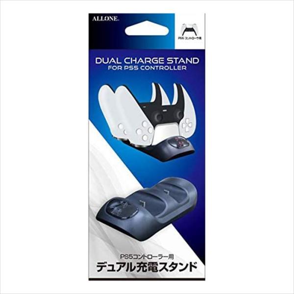 PS5 コントローラー用 デュアル充電スタンド 充電器 2台同時充電 ケーブル付属 ブラック アロー...