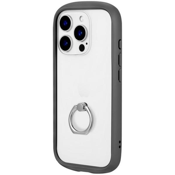 iPhone 16 Pro リング付き耐衝撃ハイブリッドケース 「Cleary Ring」 ダークグ...