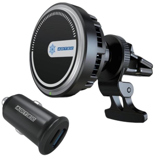 Magsafe ワイヤレス マグネット式充電器 ペルチェ素子搭載 車載 エアコン吹き出し口 &amp; シガ...