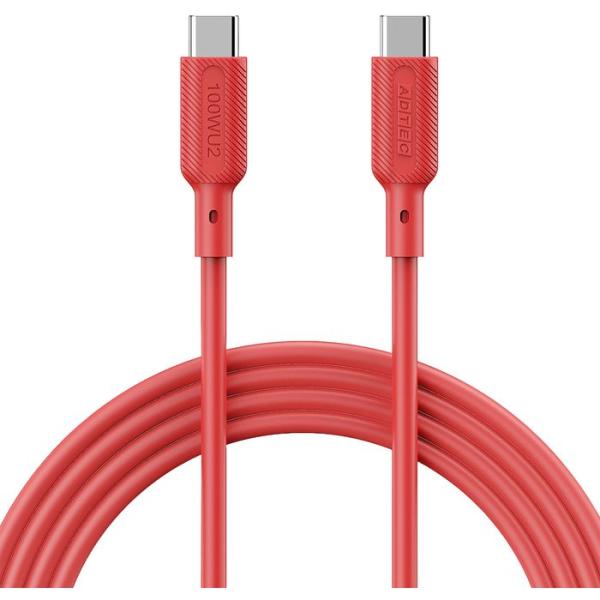 PD充電器 65W C2 赤 ソフトU2ケーブル スマホ タブレット PC 周辺機器 ADTEC A...