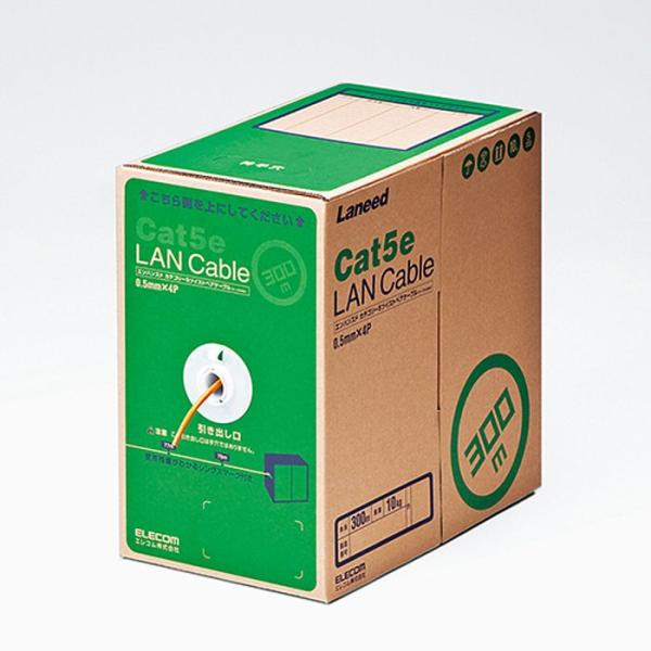 代引不可 EU RoHS指令準拠 LANケーブル（Cat5e 単線）　300m　オレンジ エレコム ...