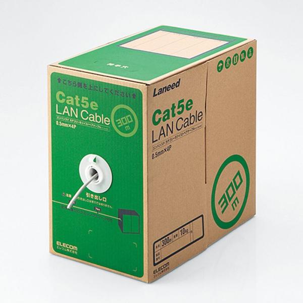 即日出荷 代引不可 EU RoHS指令準拠 LANケーブル（Cat5e 単線）　300m　ライトグレ...