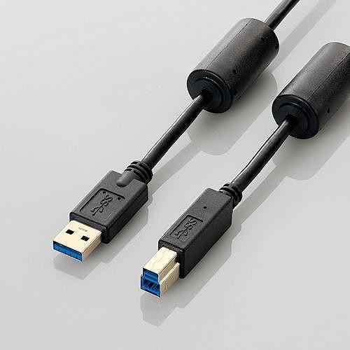 代引不可 エレコム フェライトコア付きUSB3.0ケーブル（A-B） USB3-BF30BK