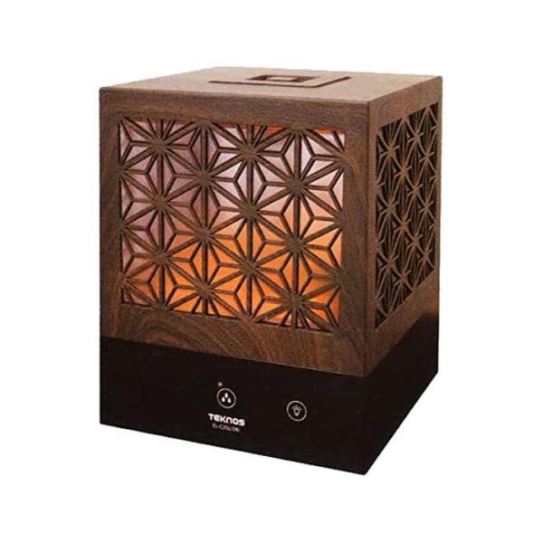 加湿器 木目ダークブラウン 組子調 超音波加湿器 上部給水方式 LEDライト 加湿量約350ml/時...