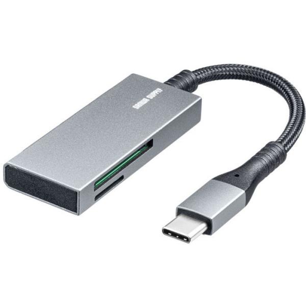 即日出荷 代引不可 Type-C カードリーダー メッシュケーブル 超薄型 Type-C接続 アルミ...