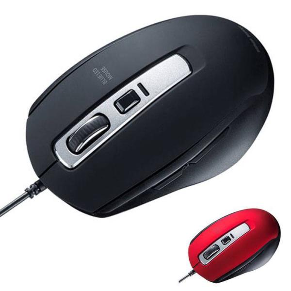 代引不可 有線 ブルーLED マウス 5ボタン 静音スイッチ ケーブル長1.5m 中型サイズ 手のひ...