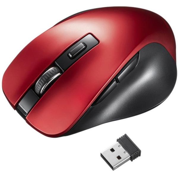 即日出荷 代引不可 ワイヤレスブルーLEDマウス 5ボタン 電池式 周辺機器 入力 子機 レシーバー...