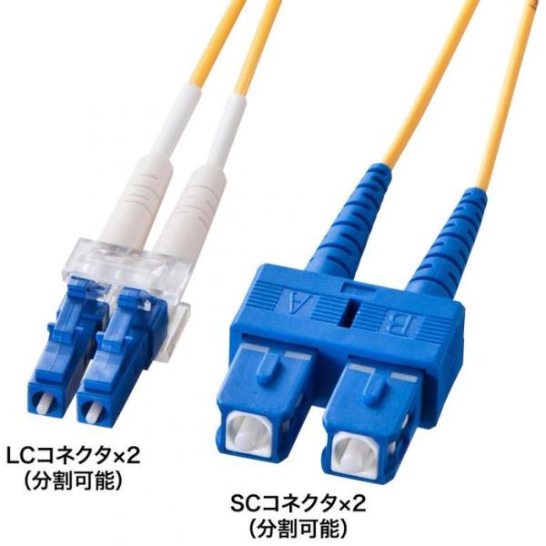 代引不可 メガネ型光ファイバケーブル（シングル8.6μm、LC×2-SC×2、2m） サンワサプライ...
