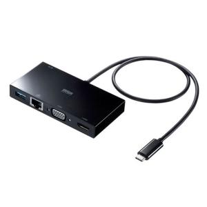 代引不可 USB Type-C モバイルドッキングステーション USB3.2 Gen1/LAN/HDMI/VGA サンワサプライ USB-3TCH30BK｜dresma