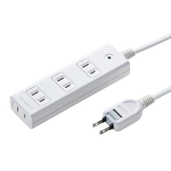 即日出荷 代引不可 雷ガードタップ 2P 4個口 ホワイト 1m ホコリ防止シャッター サンワサプラ...