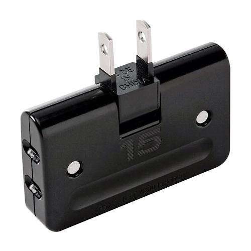 コンセントからの電源を3分配できる平トリプルタップ トラッキング火災予防絶縁キャップ付き 2P 3個...