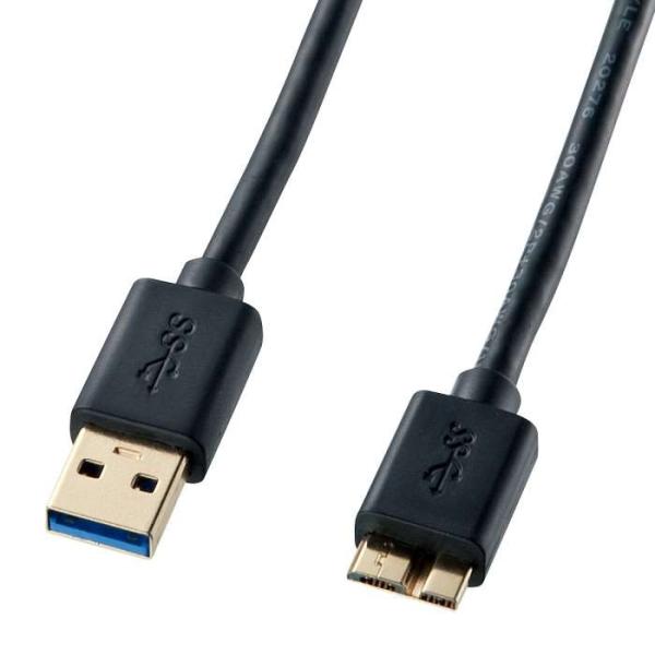即日出荷 代引不可 サンワサプライ USB3.0対応マイクロケーブル（USB IF認証タイプ・ブラッ...