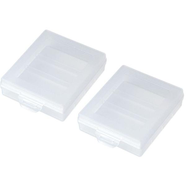 単三乾電池を4本収納できる 持ち運びに便利なコンパクト電池ケース（単3形用2個セット・クリア） サン...