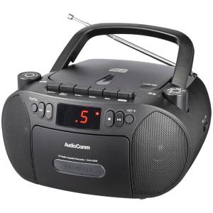 CDラジオカセットレコーダー 口径56mmスピーカー2基 2電源 AC100V、単2形×6本使用 ワイドFM 11W ブラック  OHM RCD-320N-K｜dresma