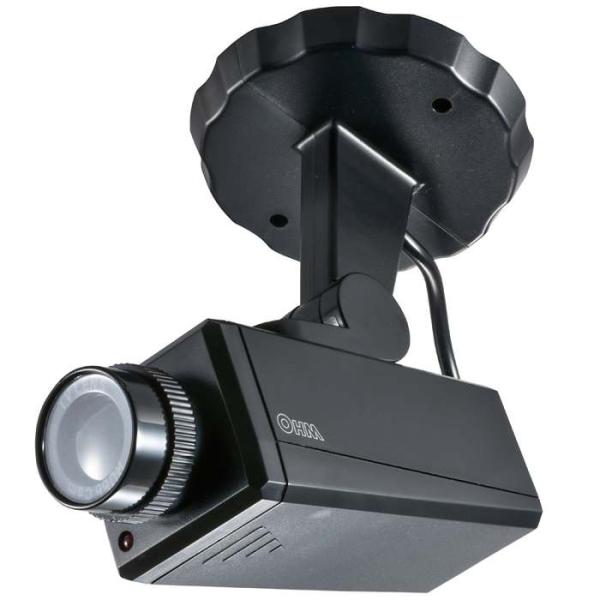 ダミーカメラ 防犯ステッカー付き 本物そっくり 赤色LEDランプ 点滅 電池式 OHM OSE-P-...