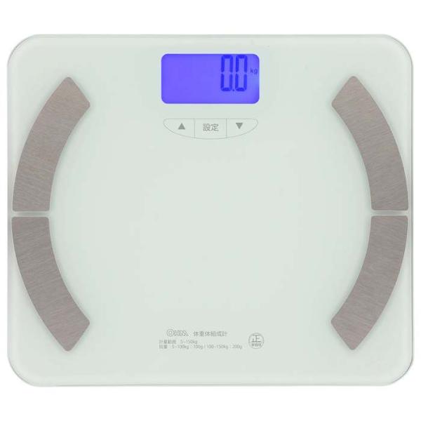 体組成計 体重計 バックライト付 強化ガラス仕様 体重 体脂肪率 OHM HB-KG12R1