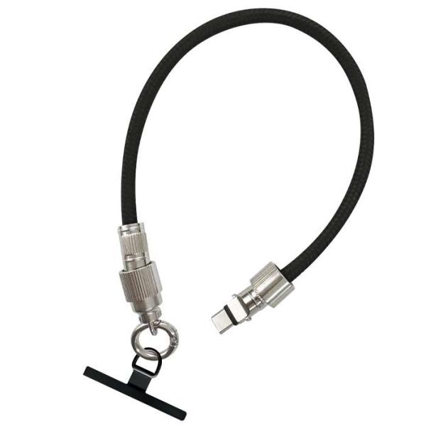 CABLE in STRAP ブラック Type-C 充電ケーブル一体型ハンドストラップ Power...