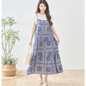 ワンピース レディース マキシ ネイビー 体型カ...の商品画像