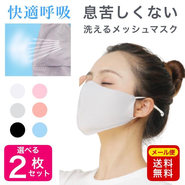 翌日発送  メッシュ マスク 2枚 選べる 呼吸 快適 秋 冬 春 夏 洗える 息苦しくない やわら...