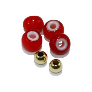 SV中空ビーズ5mmGD×2個＆ホワイトハーツビーズ4個 送料無料 セット販売