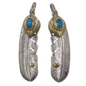 TADY&KING 特大ハートSVフェザー金縄ターコイズK18インディアンメタル  