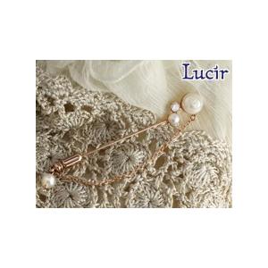 Lucir 送料無料 胸元にホワイトパールのバラ ladychicシリーズピンプローチ ピンクゴール...