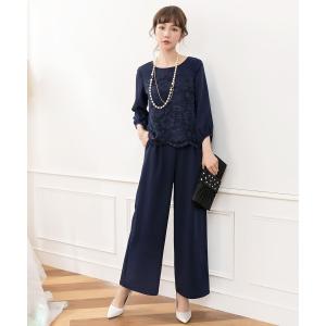 パンツドレス レディース 結婚式 袖あり 大き...の詳細画像2
