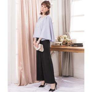 パンツドレス レディース 結婚式 袖あり 大き...の詳細画像4