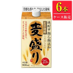 合同酒精 麦盛り 麦焼酎 25% 900mlパック x 6本ケース販売 (焼酎甲類乙類混和)｜drikin