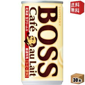 送料無料 サントリー BOSSボス カフェオレ 185g缶 30本入 (缶コーヒー)｜drink-cvs