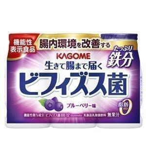 カゴメ 生きて腸まで届くビフィズス菌 たっぷり鉄分 ブルーベリー味 100ml×18本 3本×6パック 賞味期限：製造日から16日 送料無料 【3〜4営業日以内に出荷】｜drinkya